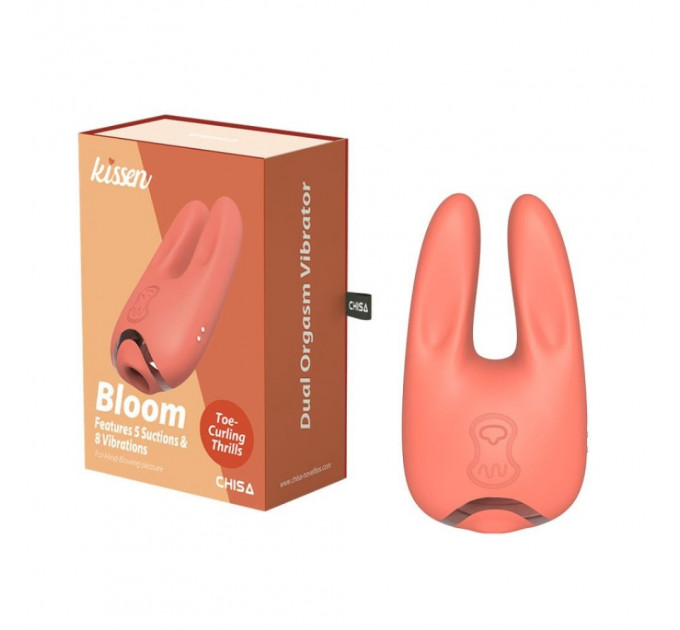 Стимулятор для клитора Chisa Kissen Bloom с вибрацией и всасыванием, оранжевый