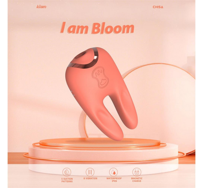 Стимулятор для клитора Chisa Kissen Bloom с вибрацией и всасыванием, оранжевый