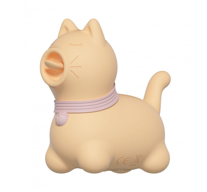 Стимулятор клитора с язычком UNIVIBE Котик, 10 режимов, жёлтый