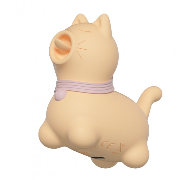 Стимулятор клитора с язычком UNIVIBE Котик, 10 режимов, жёлтый