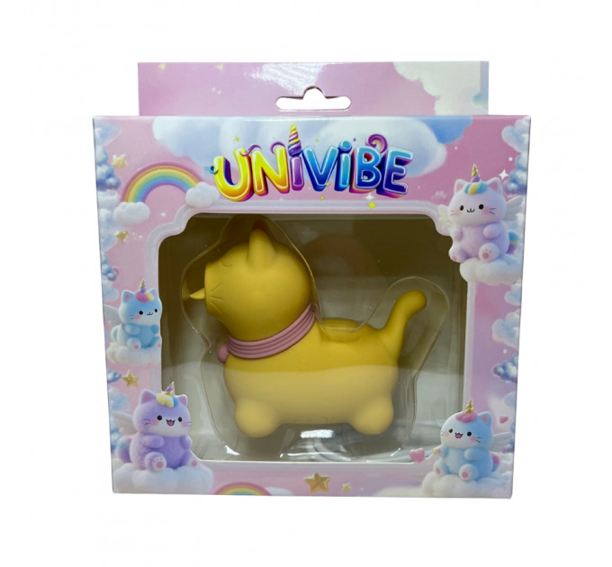 Стимулятор клітора з язичком UNIVIBE Котик, 10 режимів, жовтий