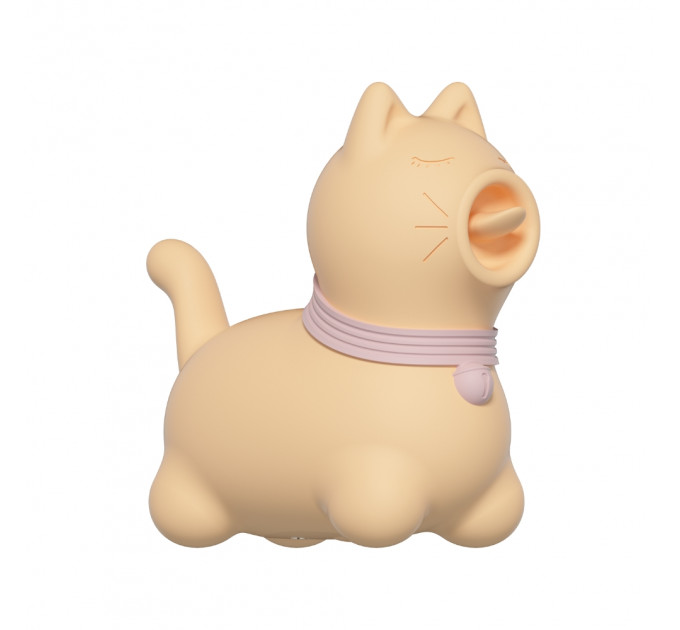 Стимулятор клитора с язычком UNIVIBE Котик, 10 режимов, жёлтый