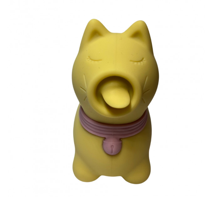 Стимулятор клітора з язичком UNIVIBE Котик, 10 режимів, жовтий