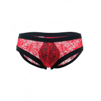 Труси чоловічі Star Night напівпрозорі, з мереживом, червоно-чорні, XL