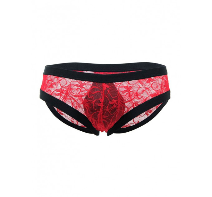 Труси чоловічі Star Night напівпрозорі, з мереживом, червоно-чорні, XL