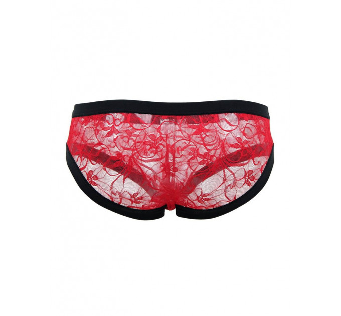 Труси чоловічі Star Night напівпрозорі, з мереживом, червоно-чорні, XL