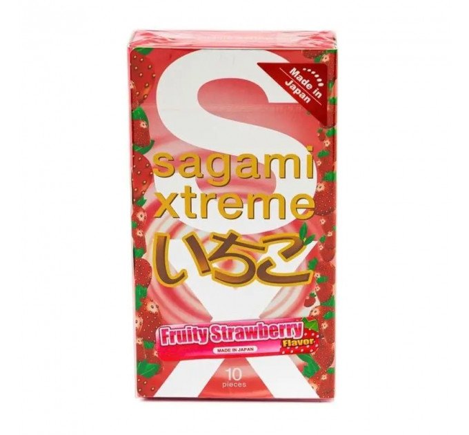 Ультратонкие презервативы Sagami Xtreme Strawberry 0,04 мм (цена за упаковку, 10 шт.)