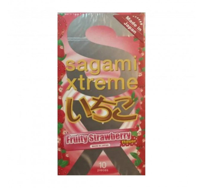 Ультратонкие презервативы Sagami Xtreme Strawberry 0,04 мм (цена за упаковку, 10 шт.)
