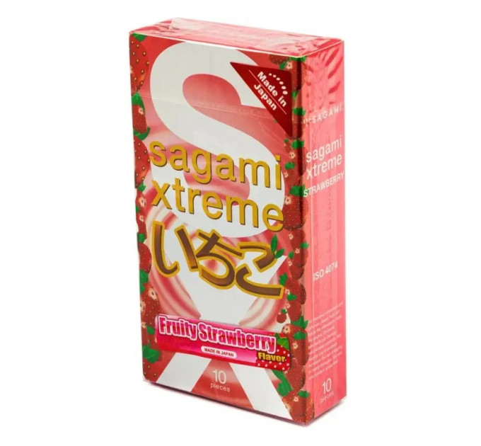 Ультратонкие презервативы Sagami Xtreme Strawberry 0,04 мм (цена за упаковку, 10 шт.)