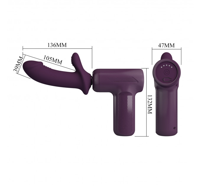 Вибромассажер пистолет PRETTY LOVE Dj Doctor Massage Gun фиолетовый, 13.6 х 3.9 см