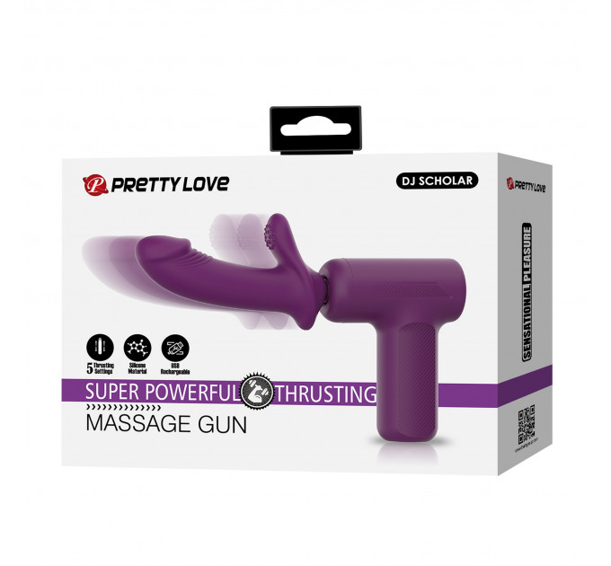 Вибромассажер пистолет PRETTY LOVE Dj Doctor Massage Gun фиолетовый, 13.6 х 3.9 см