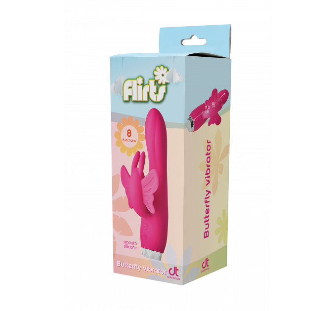 Вибратор кролик в виде Бабочки Dream Toys Flirts Butterfly, розовый, 17 см х 3 см