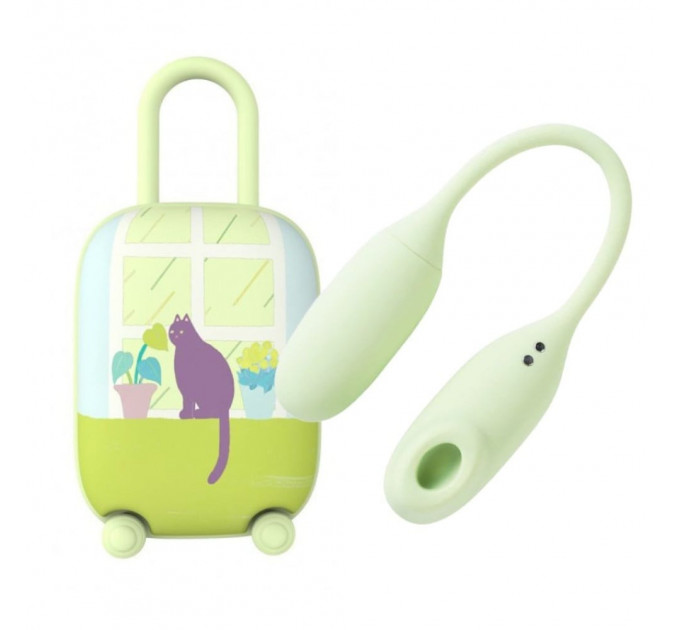 Віброяйце та вакуумний стимулятор для клітора 2в1 BeYourLover Magic Suitcase в зарядному кейсі, зелений