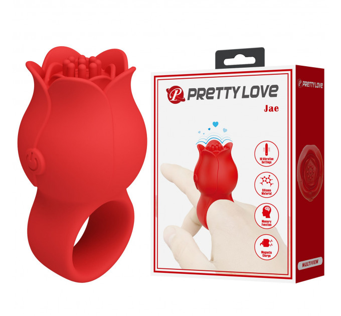 Вибрирующая насадка на палец PRETTY LOVE JAE цветок, красный