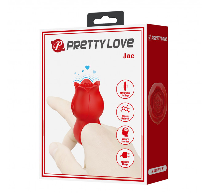 Вибрирующая насадка на палец PRETTY LOVE JAE цветок, красный