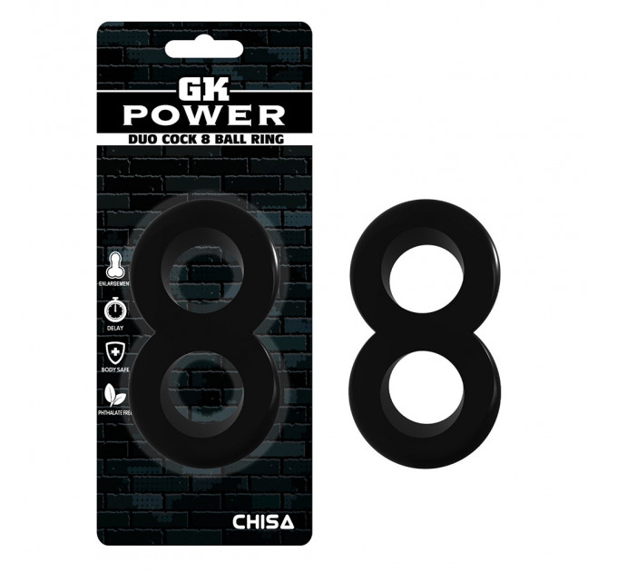 Эрекционное кольцо двойное Chisa GK Power, черный
