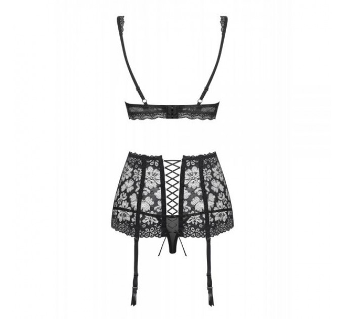 Комплект з поясом для панчіх Obsessive 856-SEG-1 3 pcs set XXL