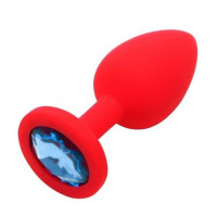 Анальная пробка Red Silicone Light Blue, M