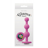 Анальная пробка с кристаллом GLAMS RIPPLE RAINBOW GEM PINK