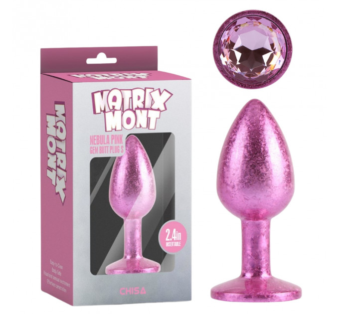 Анальна пробка рожева поталь CHISA MATRIX MONT з рожевим каменем, розмір S