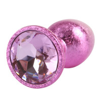 Анальна пробка рожева поталь CHISA MATRIX MONT з рожевим каменем, розмір S