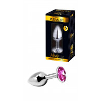 Анальная металлическая пробка Alive с розовым камнем, S