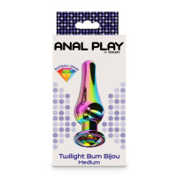 Анальная пробка металлическая со стразом ToyJoy Twilight Bum Bijou, радужный, Medium