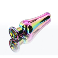Анальная пробка металлическая со стразом ToyJoy Twilight Bum Bijou, радужный, Medium