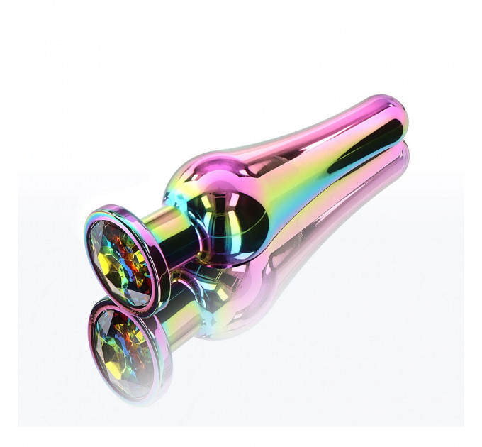 Анальная пробка металлическая со стразом ToyJoy Twilight Bum Bijou, радужный, Medium