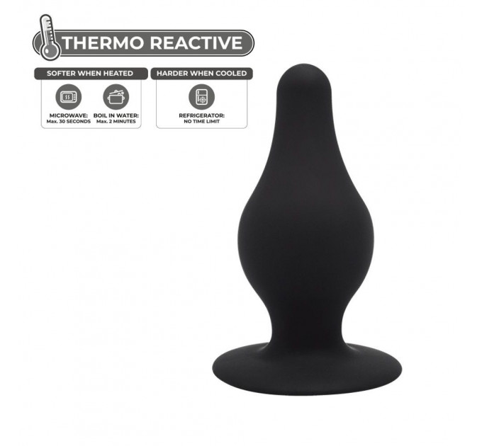 Анальна пробка термореактивна Silexd Plug Model 2 конічної форми, чорна, XS