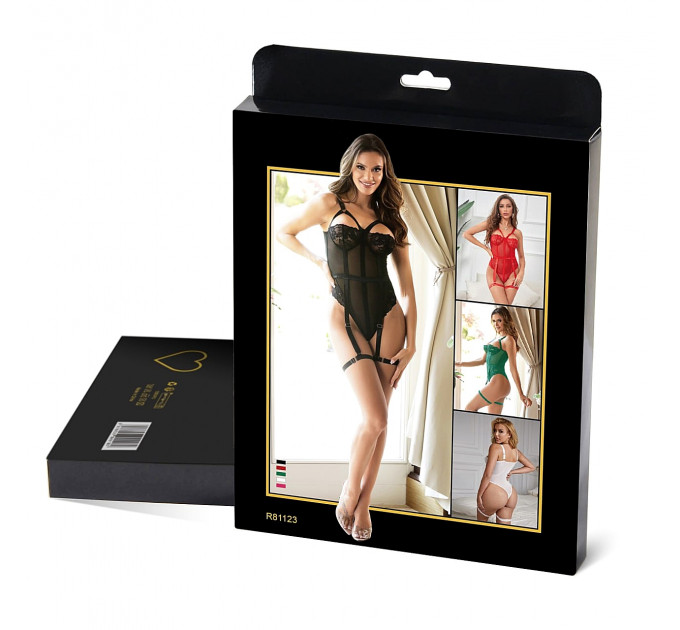 Мереживне боді Star Night з доступом і підтяжками, рожеве, XS-S