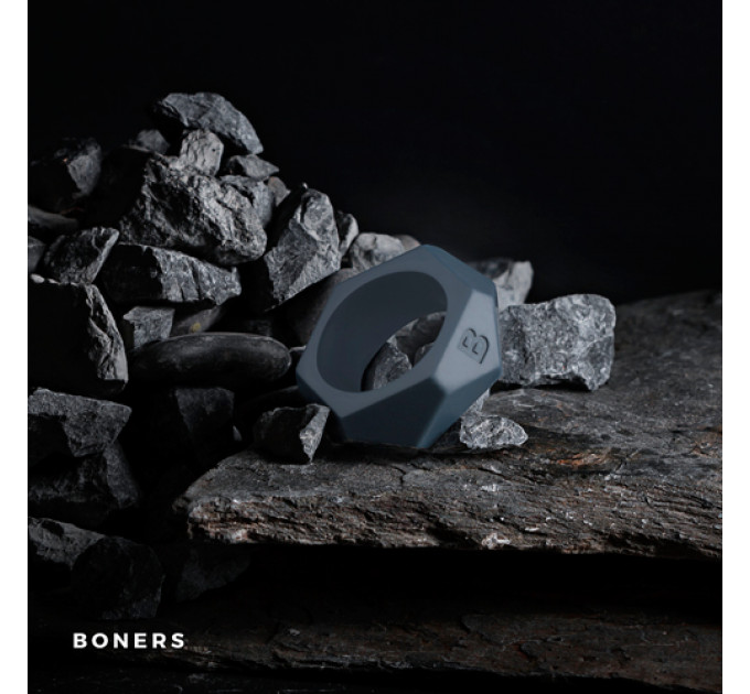Эрекционное кольцо из силикона Boners Diamond в виде гайки, серое