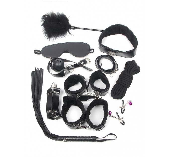 Бондажний набір Star Night для БДСМ, чорний, 11 предметів