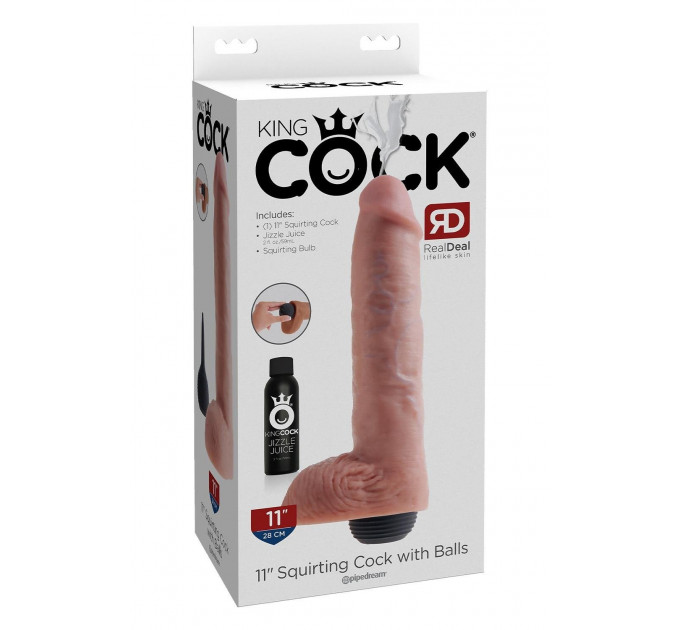 Фаллоимитатор с эякуляцией Pipedream King Cock реалистичный, бежевый