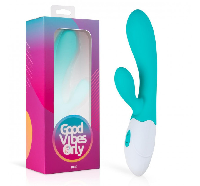 Вибратор-кролик Blis Good Vibes Only, силиконовый, голубой, 20 см х 3.2 см