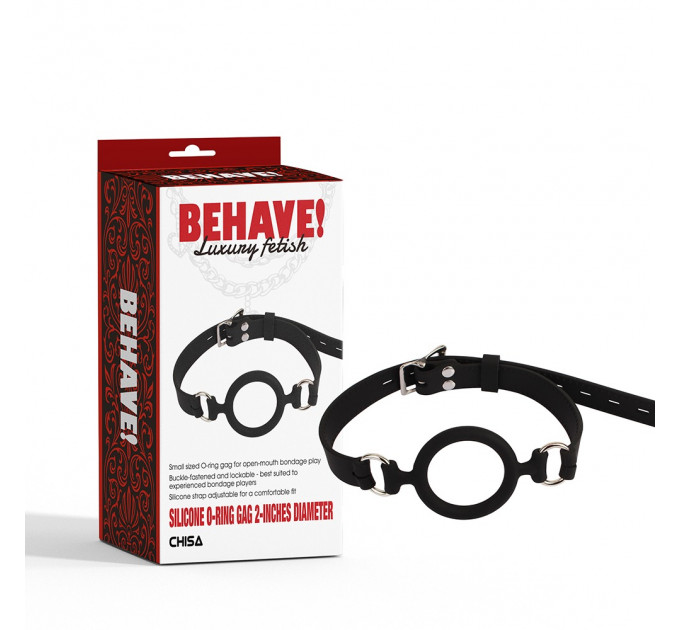Кляп с кольцом Chisa BEHAVE! Luxury Fetish черный