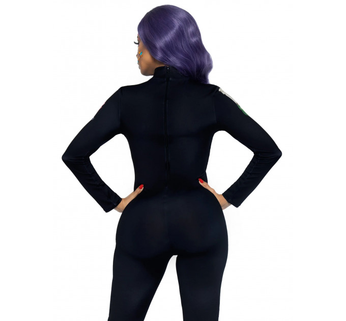 Комбинезон скелет с цветочным принтом Leg Avenue Floral skeleton catsuit S