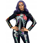 Комбинезон скелет с цветочным принтом Leg Avenue Floral skeleton catsuit S