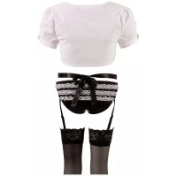Костюм покоївки Cottelli Collection Maid Set, 6 предметів, чорно-білий, M