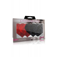 Набор накладок для сосков в виде сердечек Peekaboos Stolen Kisses Hearts черный-красный