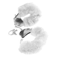 Наручники металлические Roomfun на тонкой цепочке с серым мехом