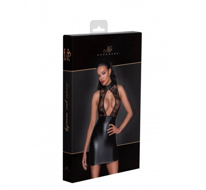 Платье виниловое Noir Handmade Short dress with powerwetlook skirt and tulle top S