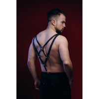 Портупея-подтяжки мужская из натуральной кожи, черная, One Size