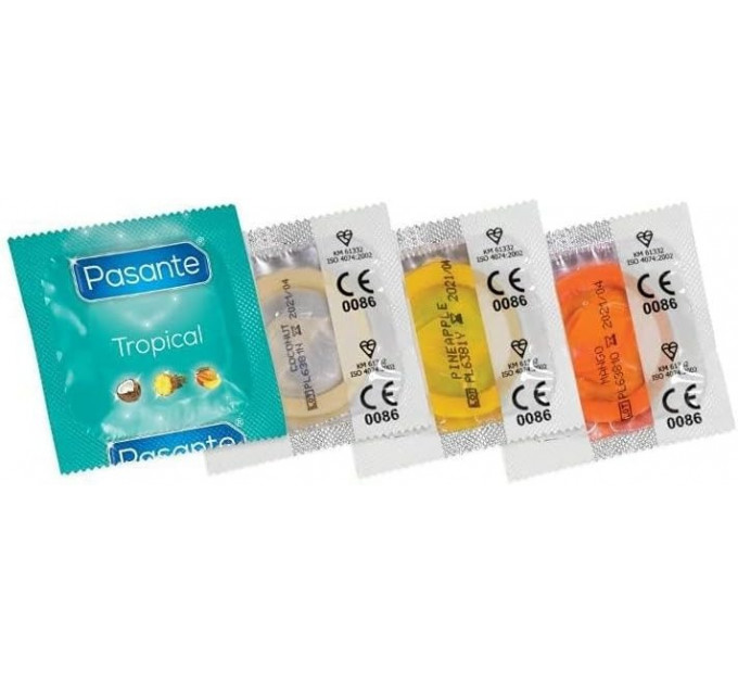 Презервативы со вкусом кокоса ,53мм , Рasante Tropical condoms , за 6 шт