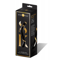 Скляний фалоімітатор двосторонній Secret Kisses Handblown, чорний