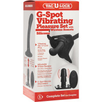 Страпон с вибрирующим адаптером G-Spot Vibrating Pleasure Set с дистанционным пультом, черный