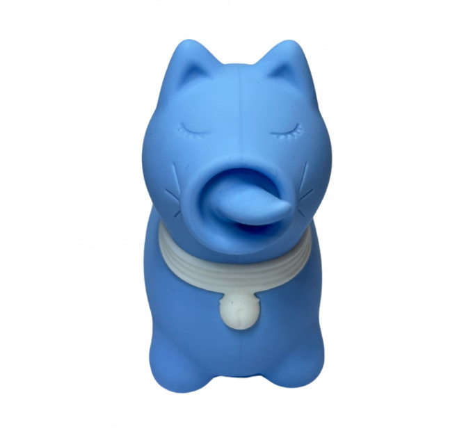 Стимулятор клітора з довгим обертовим язичком UNIVIBE Котик, 10 режимів, синій