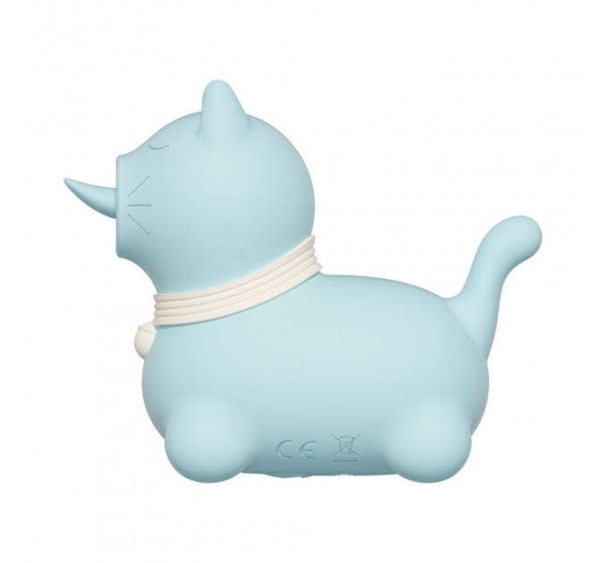 Стимулятор клитора с длинным вращающимся язычком UNIVIBE Котик, 10 режимов, синий