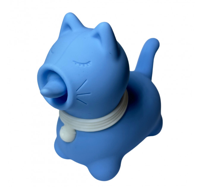 Стимулятор клітора з довгим обертовим язичком UNIVIBE Котик, 10 режимів, синій