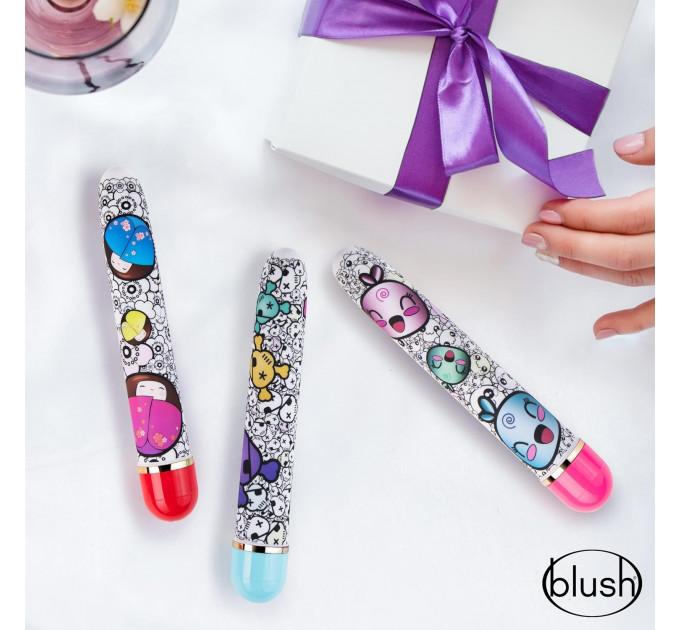 Вибромассажер ,,Дамский пальчик,, с ярким принтом Blush The Collection Play Naughty голубой